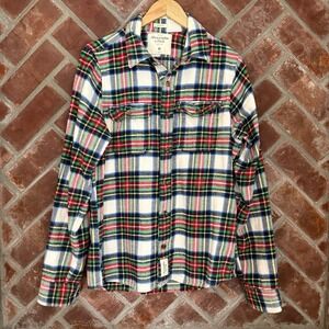 Y2K Vintage Abercrombie & Fitch Muscle Flannel Shirt M Red Blue Plaid Thick